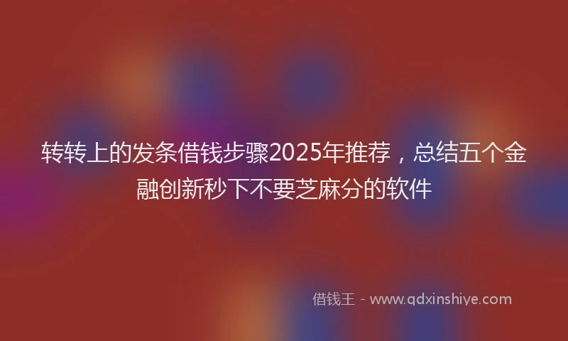 转转上的发条借钱步骤2025年推荐，总结五个金融创新秒下不要芝麻分的软件