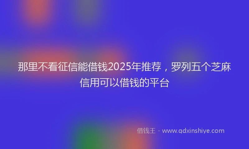 那里不看征信能借钱2025年推荐，罗列五个芝麻信用可以借钱的平台
