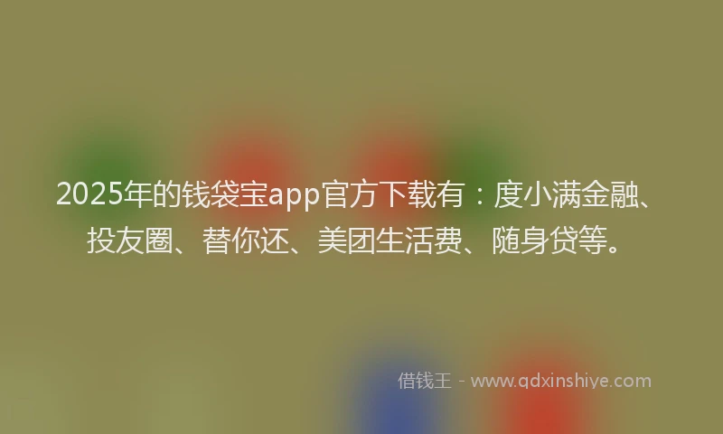 2025年的钱袋宝app官方下载有：度小满金融、投友圈、替你还、美团生活费、随身贷等。