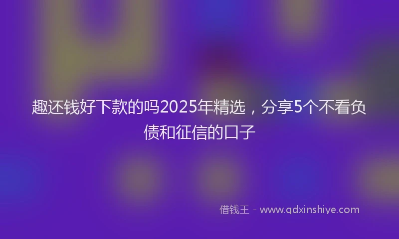 趣还钱好下款的吗2025年精选，分享5个不看负债和征信的口子
