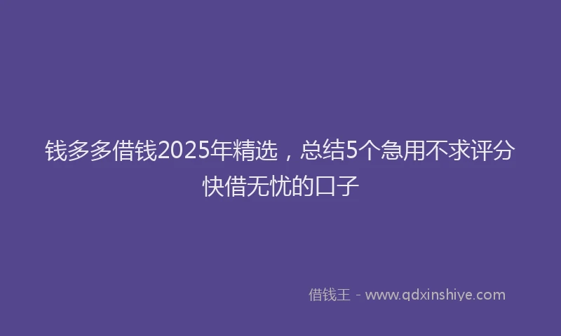 钱多多借钱2025年精选，总结5个急用不求评分快借无忧的口子