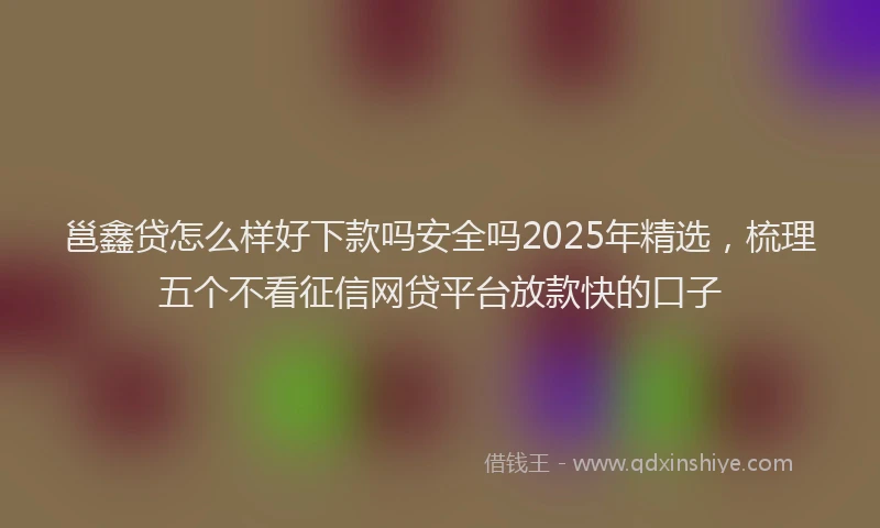 邕鑫贷怎么样好下款吗安全吗2025年精选，梳理五个不看征信网贷平台放款快的口子