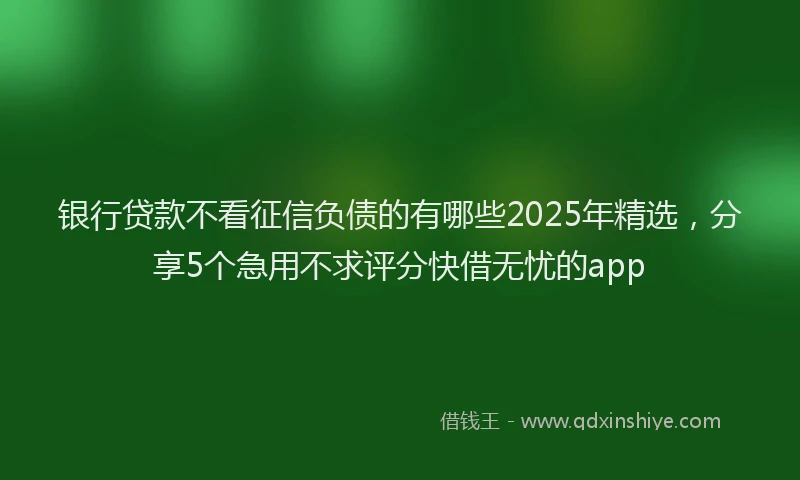 银行贷款不看征信负债的有哪些2025年精选，分享5个急用不求评分快借无忧的app
