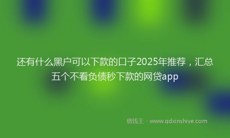 还有什么黑户可以下款的口子2025年推荐，汇总五个不看负债秒下款的网贷app