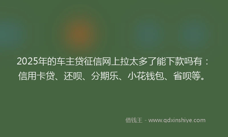 2025年的车主贷征信网上拉太多了能下款吗有：信用卡贷、还呗、分期乐、小花钱包、省呗等。