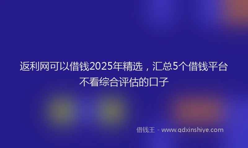 返利网可以借钱2025年精选，汇总5个借钱平台不看综合评估的口子