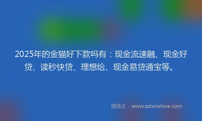 2025年的金猫好下款吗有：现金流速融、现金好贷、读秒快贷、理想给、现金易贷通宝等。