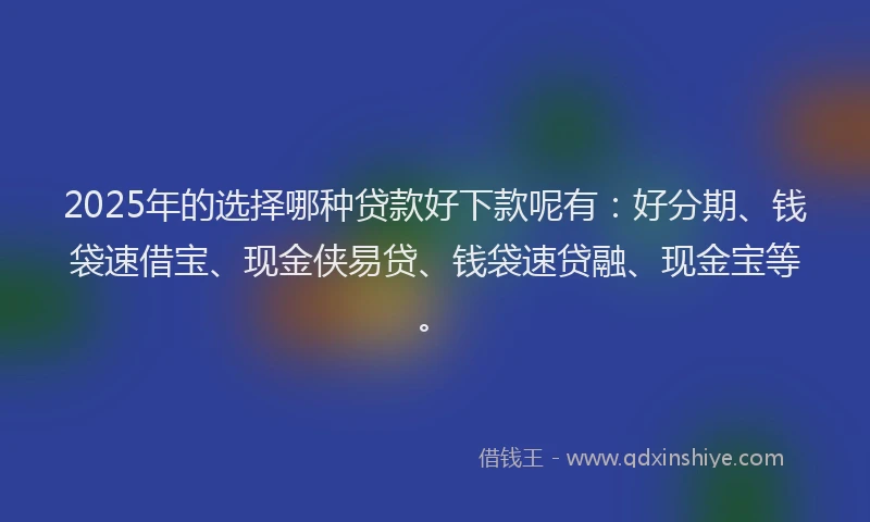 2025年的选择哪种贷款好下款呢有：好分期、钱袋速借宝、现金侠易贷、钱袋速贷融、现金宝等。