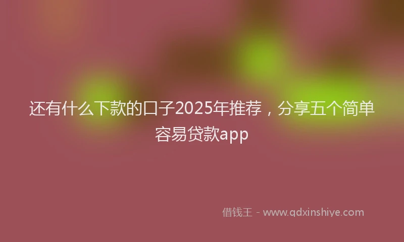 还有什么下款的口子2025年推荐，分享五个简单容易贷款app