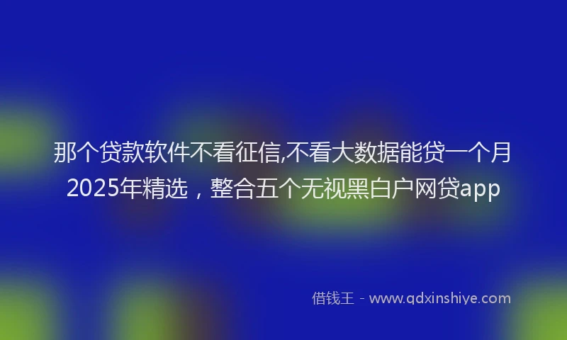 那个贷款软件不看征信,不看大数据能贷一个月2025年精选，整合五个无视黑白户网贷app