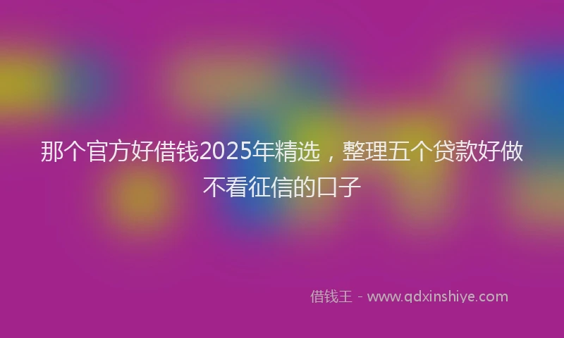 那个官方好借钱2025年精选，整理五个贷款好做不看征信的口子