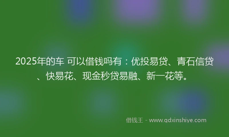 2025年的车 可以借钱吗有：优投易贷、青石信贷、快易花、现金秒贷易融、新一花等。