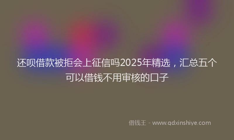 还呗借款被拒会上征信吗2025年精选，汇总五个可以借钱不用审核的口子