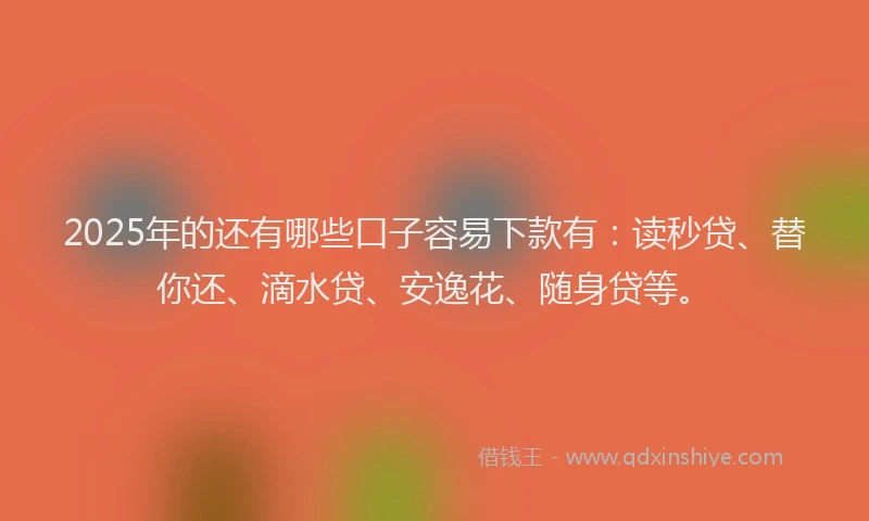 2025年的还有哪些口子容易下款有：读秒贷、替你还、滴水贷、安逸花、随身贷等。