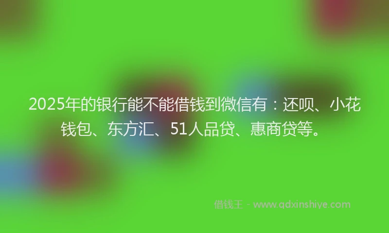 2025年的银行能不能借钱到微信有：还呗、小花钱包、东方汇、51人品贷、惠商贷等。