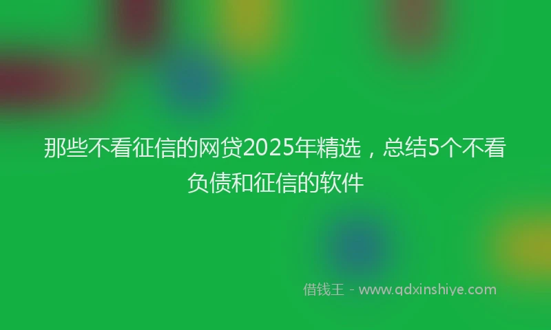那些不看征信的网贷2025年精选，总结5个不看负债和征信的软件