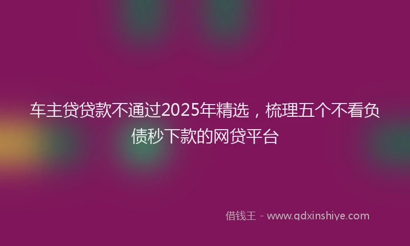 车主贷贷款不通过2025年精选，梳理五个不看负债秒下款的网贷平台