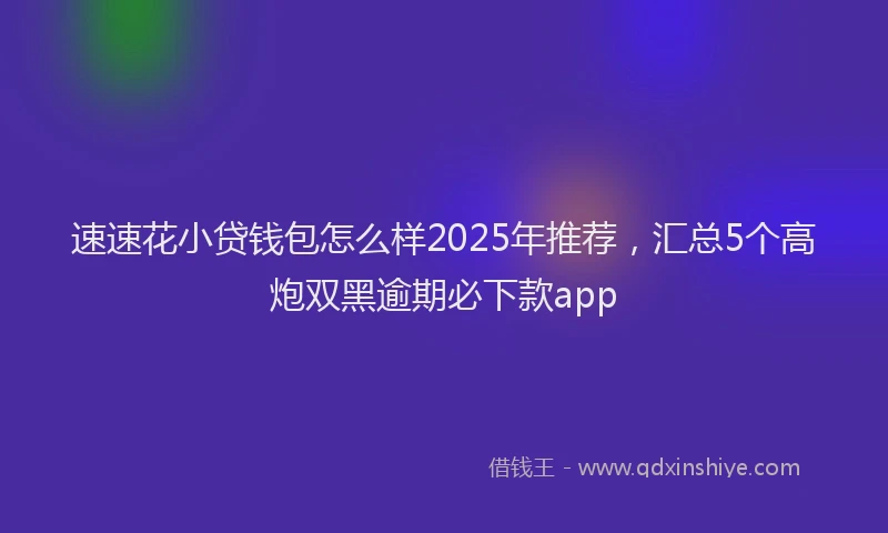 速速花小贷钱包怎么样2025年推荐，汇总5个高炮双黑逾期必下款app