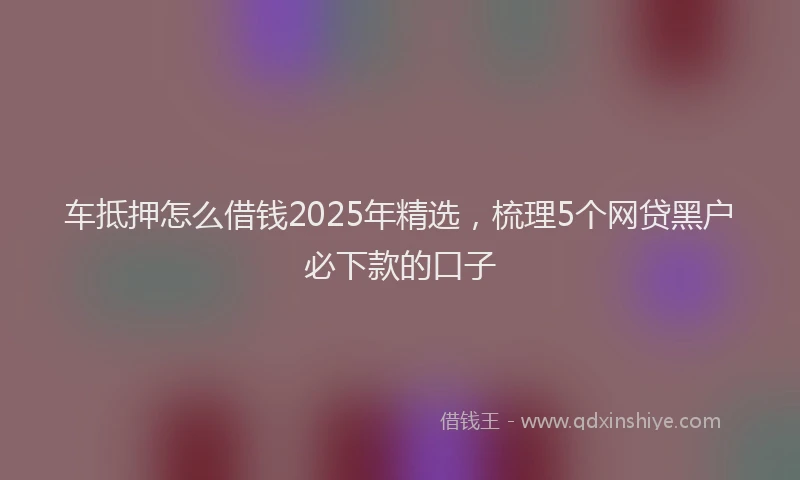 车抵押怎么借钱2025年精选，梳理5个网贷黑户必下款的口子