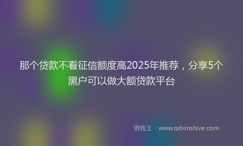 那个贷款不看征信额度高2025年推荐，分享5个黑户可以做大额贷款平台