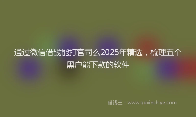 通过微信借钱能打官司么2025年精选，梳理五个黑户能下款的软件