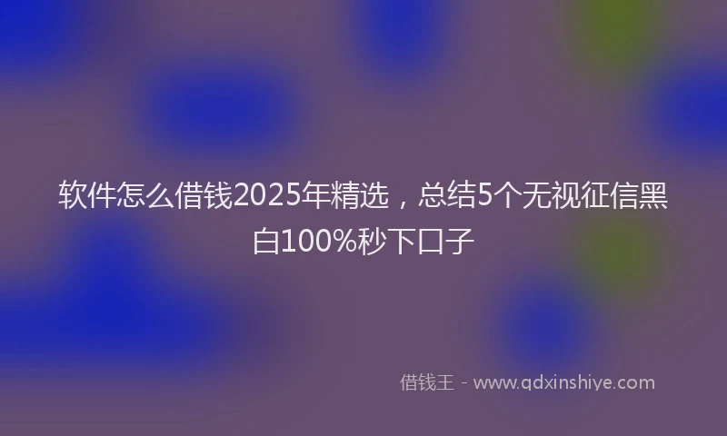 软件怎么借钱2025年精选，总结5个无视征信黑白100%秒下口子