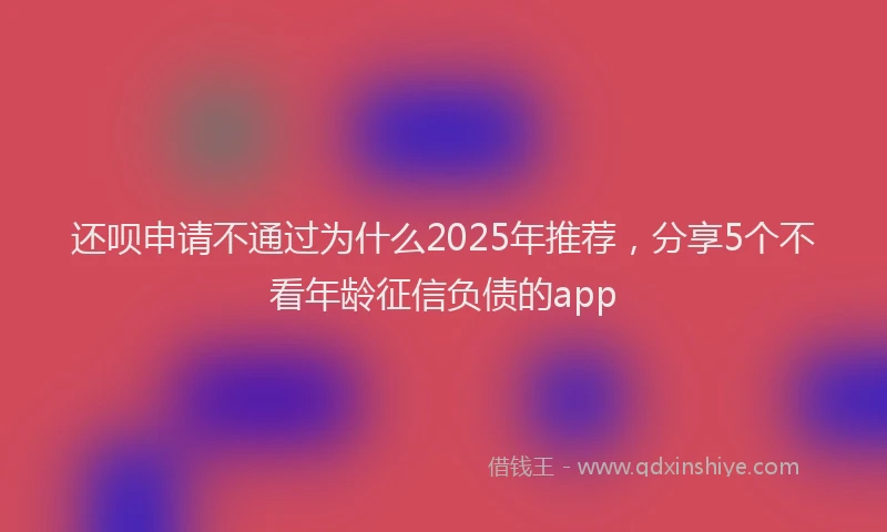 还呗申请不通过为什么2025年推荐，分享5个不看年龄征信负债的app