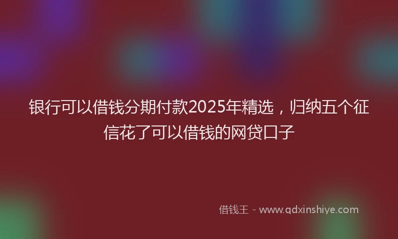 银行可以借钱分期付款2025年精选，归纳五个征信花了可以借钱的网贷口子