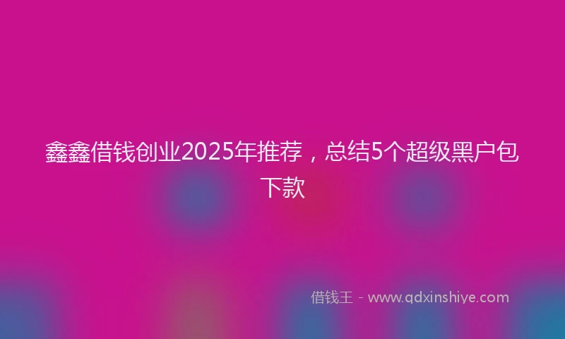 鑫鑫借钱创业2025年推荐，总结5个超级黑户包下款