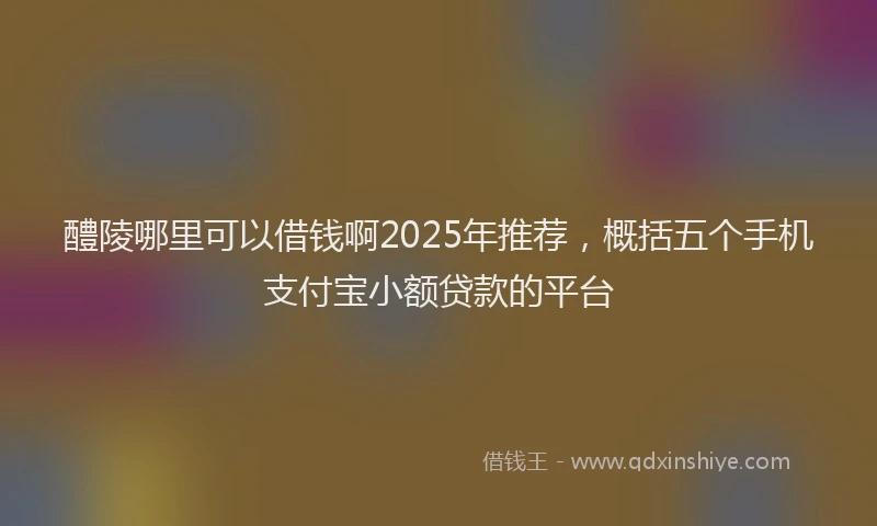醴陵哪里可以借钱啊2025年推荐，概括五个手机支付宝小额贷款的平台