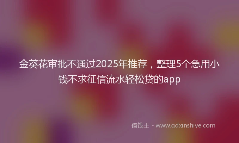 金葵花审批不通过2025年推荐，整理5个急用小钱不求征信流水轻松贷的app