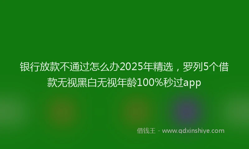 银行放款不通过怎么办2025年精选，罗列5个借款无视黑白无视年龄100%秒过app