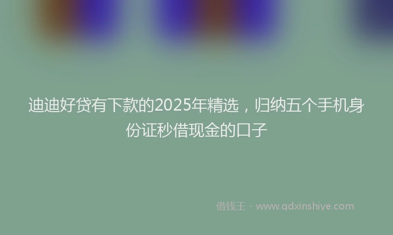迪迪好贷有下款的2025年精选，归纳五个手机身份证秒借现金的口子