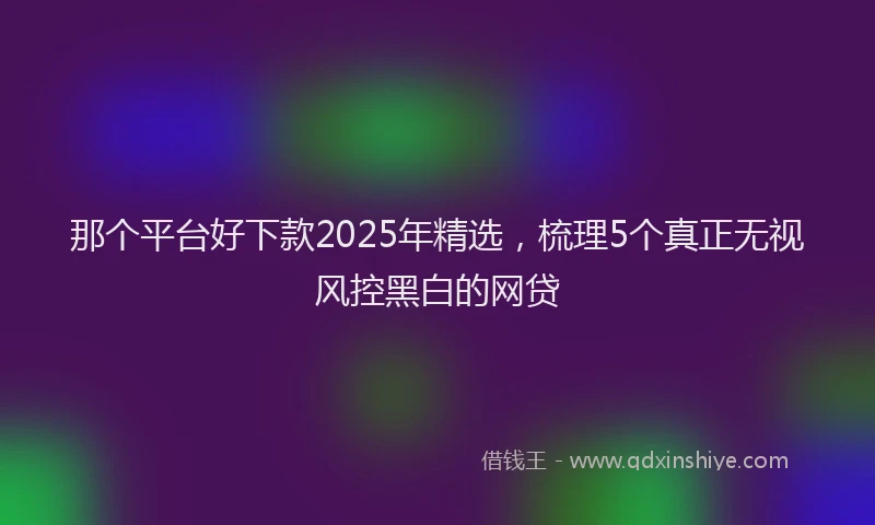 那个平台好下款2025年精选，梳理5个真正无视风控黑白的网贷