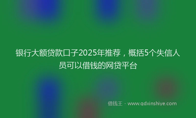 银行大额贷款口子2025年推荐，概括5个失信人员可以借钱的网贷平台