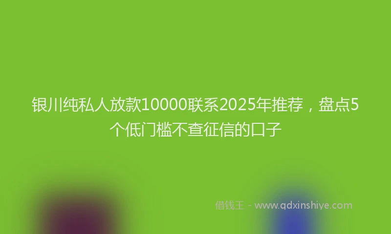 银川纯私人放款10000联系2025年推荐，盘点5个低门槛不查征信的口子