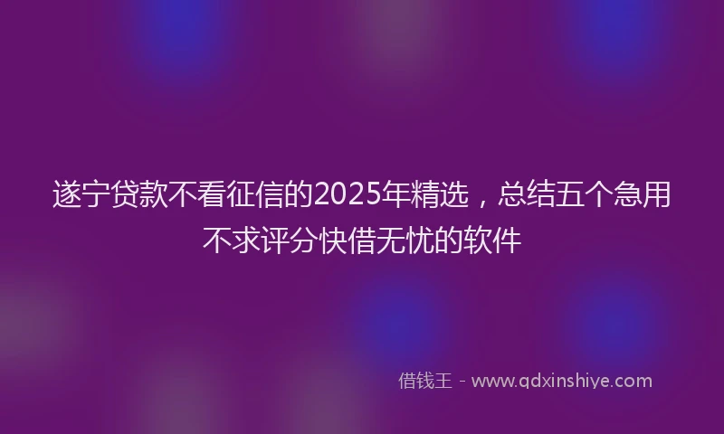 遂宁贷款不看征信的2025年精选，总结五个急用不求评分快借无忧的软件