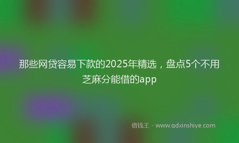 那些网贷容易下款的2025年精选，盘点5个不用芝麻分能借的app