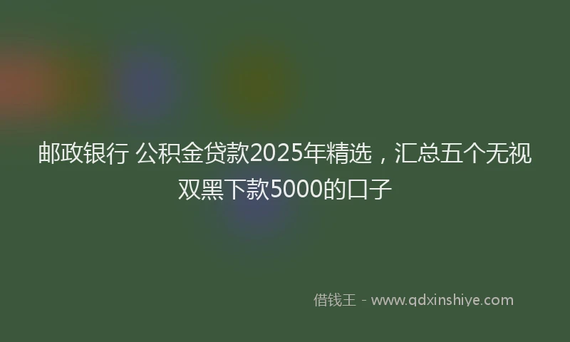 邮政银行 公积金贷款2025年精选，汇总五个无视双黑下款5000的口子