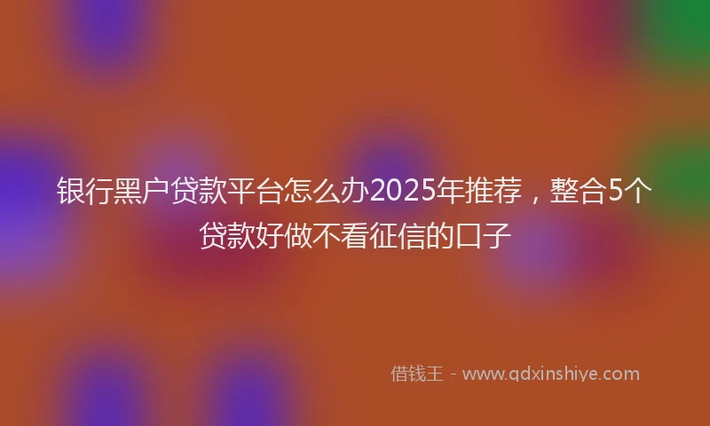 银行黑户贷款平台怎么办2025年推荐，整合5个贷款好做不看征信的口子