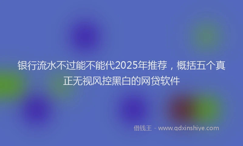 银行流水不过能不能代2025年推荐，概括五个真正无视风控黑白的网贷软件