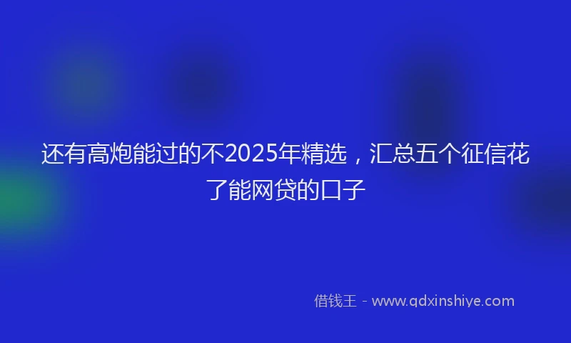 还有高炮能过的不2025年精选，汇总五个征信花了能网贷的口子