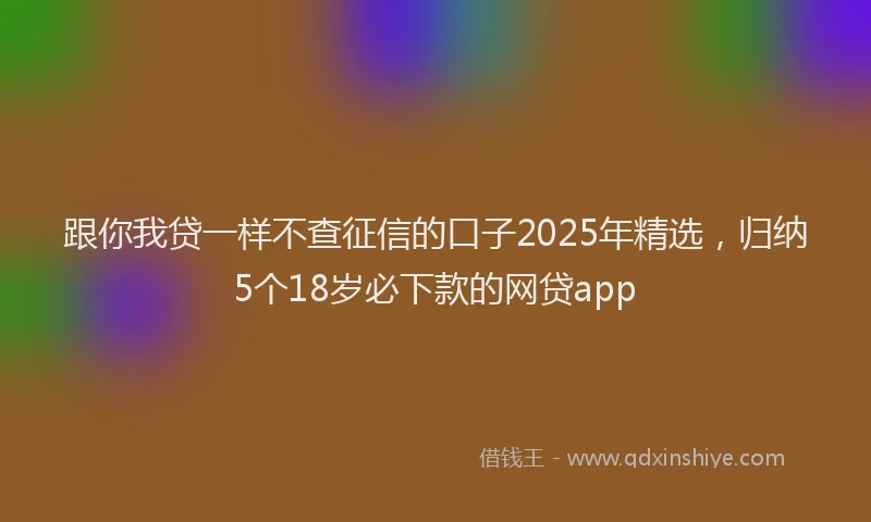 跟你我贷一样不查征信的口子2025年精选，归纳5个18岁必下款的网贷app