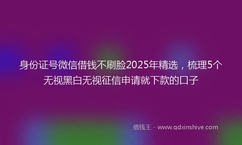 身份证号微信借钱不刷脸2025年精选，梳理5个无视黑白无视征信申请就下款的口子