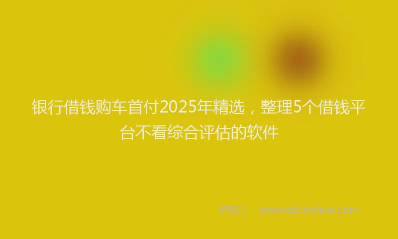 银行借钱购车首付2025年精选，整理5个借钱平台不看综合评估的软件