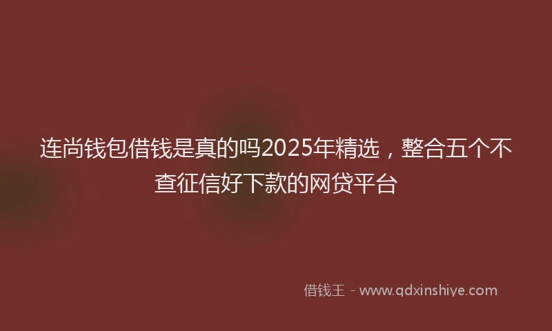 连尚钱包借钱是真的吗2025年精选，整合五个不查征信好下款的网贷平台