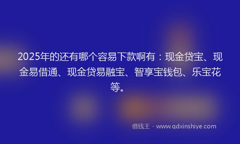 2025年的还有哪个容易下款啊有：现金贷宝、现金易借通、现金贷易融宝、智享宝钱包、乐宝花等。
