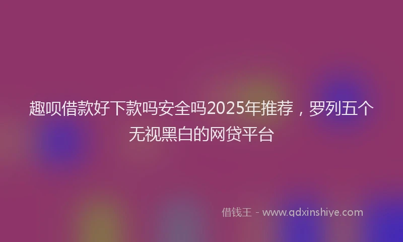 趣呗借款好下款吗安全吗2025年推荐，罗列五个无视黑白的网贷平台
