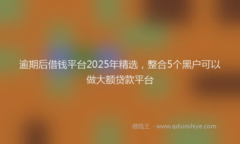 逾期后借钱平台2025年精选，整合5个黑户可以做大额贷款平台