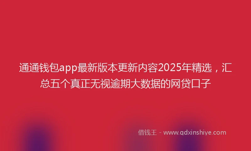 通通钱包app最新版本更新内容2025年精选，汇总五个真正无视逾期大数据的网贷口子